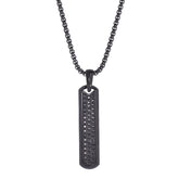 Black IP Finish Stainless Steel Long Thin Rectangular Necklace on 20 Rounded Box Chain